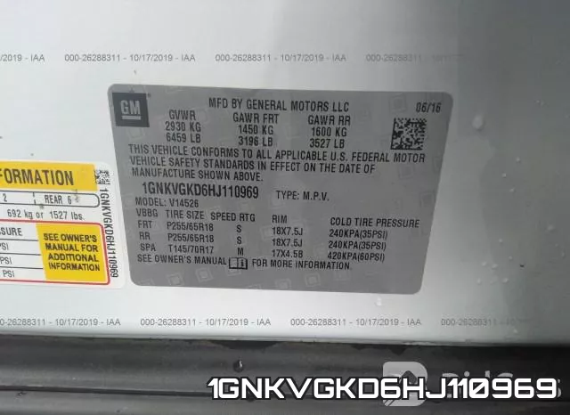 1GNKVGKD6HJ110969 фото 8