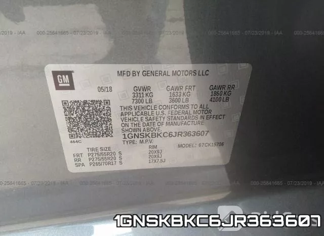 1GNSKBKC6JR363607 фото 9
