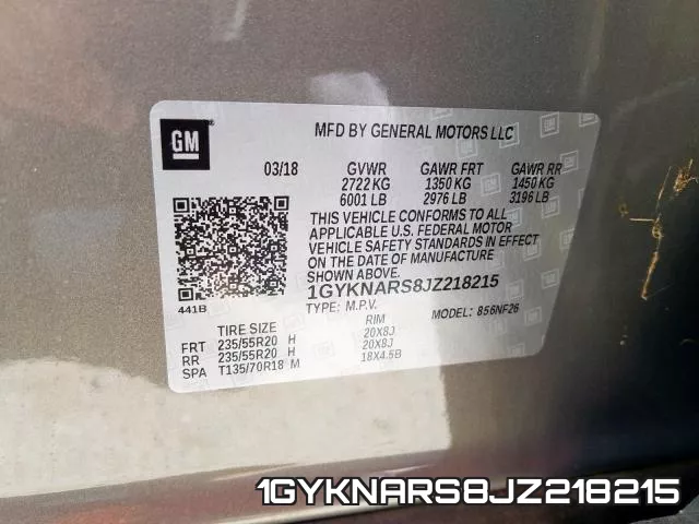 1GYKNARS8JZ218215 фото 2