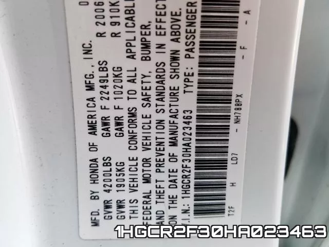 1HGCR2F30HA023463 фото 2