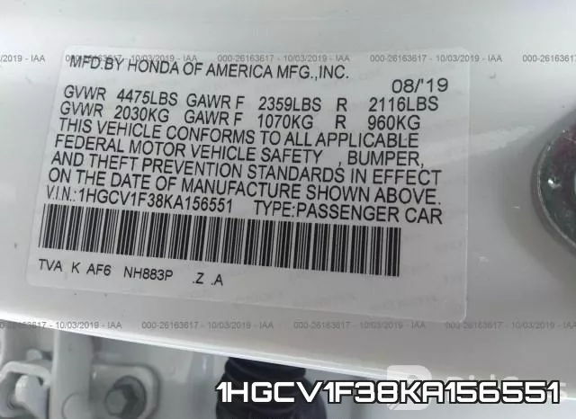 1HGCV1F38KA156551 фото 10