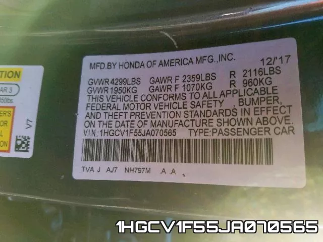 1HGCV1F55JA070565 фото 2