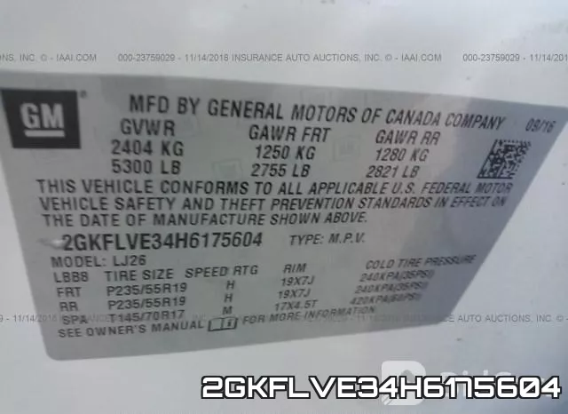 2GKFLVE34H6175604 фото 10