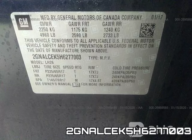 2GNALCEK5H6277003 фото 10