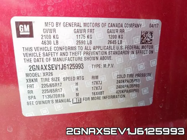 2GNAXSEV1J6125993 фото 2