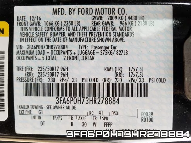 3FA6P0H73HR278884 фото 2