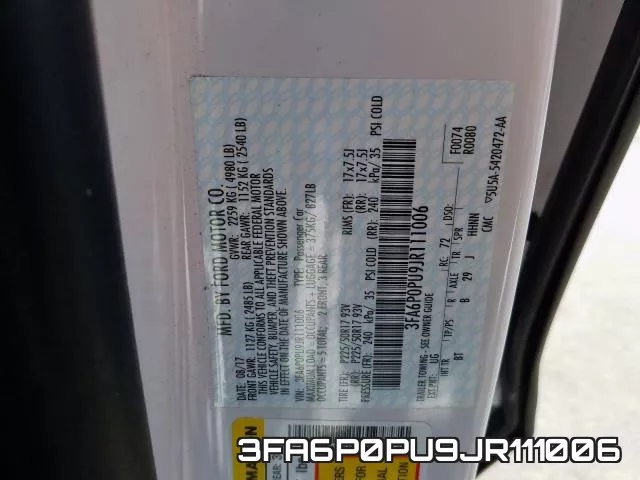 3FA6P0PU9JR111006 фото 2