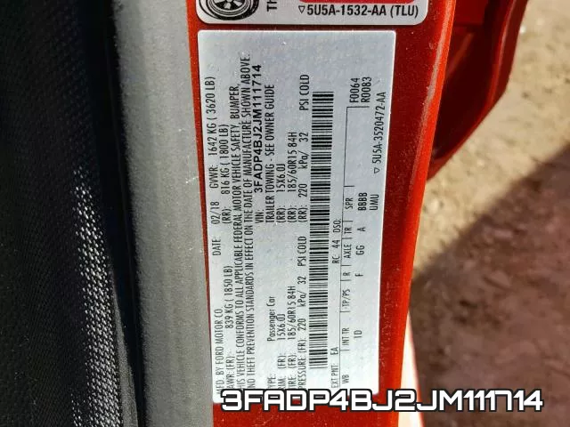 3FADP4BJ2JM111714 фото 2