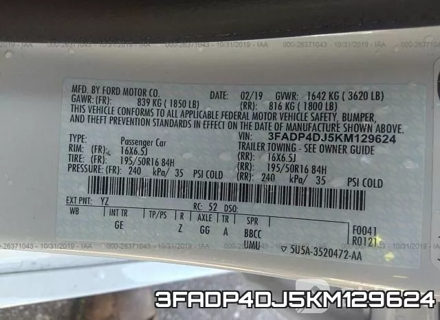 3FADP4DJ5KM129624 фото 10