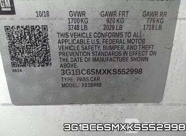 3G1BC6SMXKS552998 фото 9
