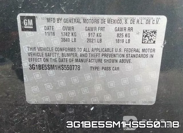 3G1BE5SM1HS550778 фото 7