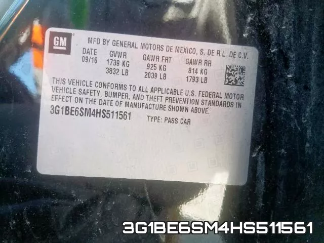 3G1BE6SM4HS511561 фото 2