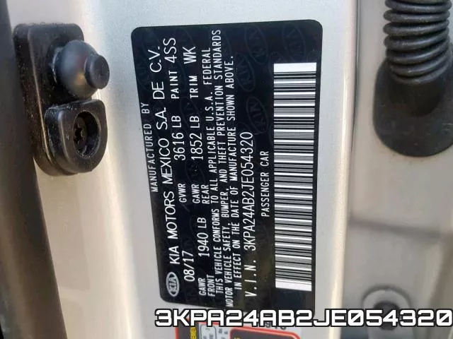 3KPA24AB2JE054320 фото 2