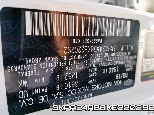 3KPA24AB8KE220292 фото 2