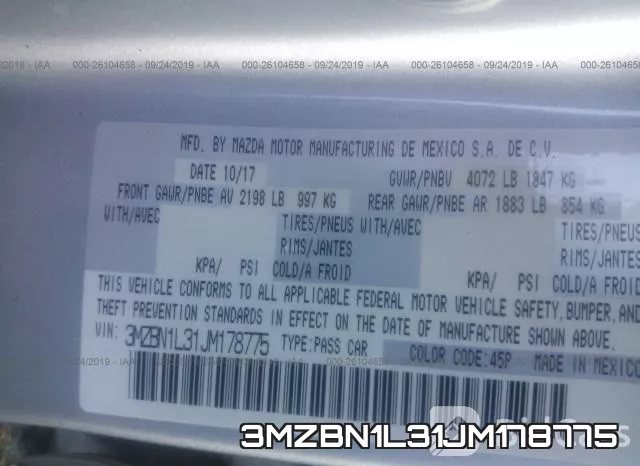 3MZBN1L31JM178775 фото 9