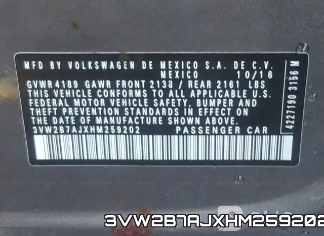 3VW2B7AJXHM259202 фото 8