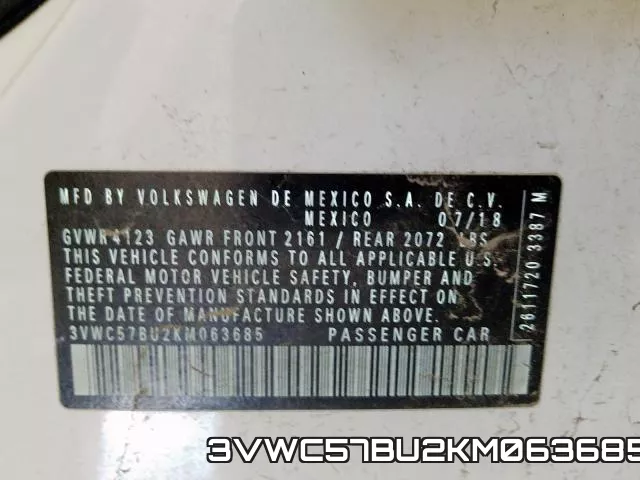 3VWC57BU2KM063685 фото 2