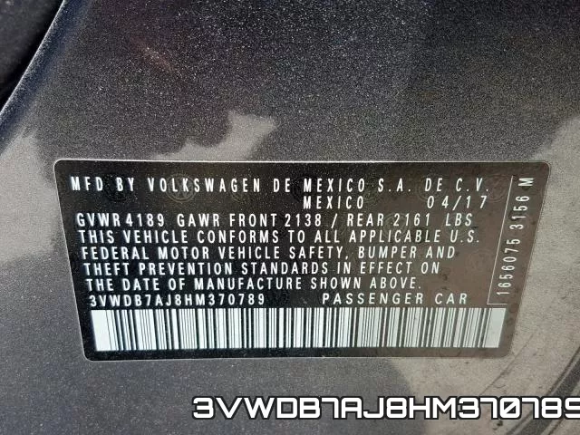 3VWDB7AJ8HM370789 фото 2