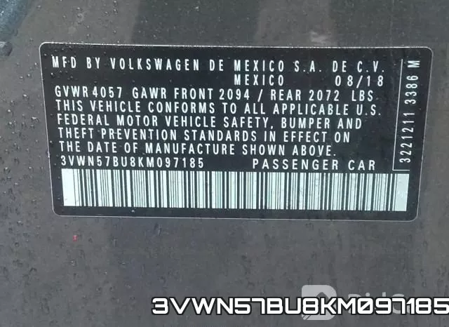 3VWN57BU8KM097185 фото 9