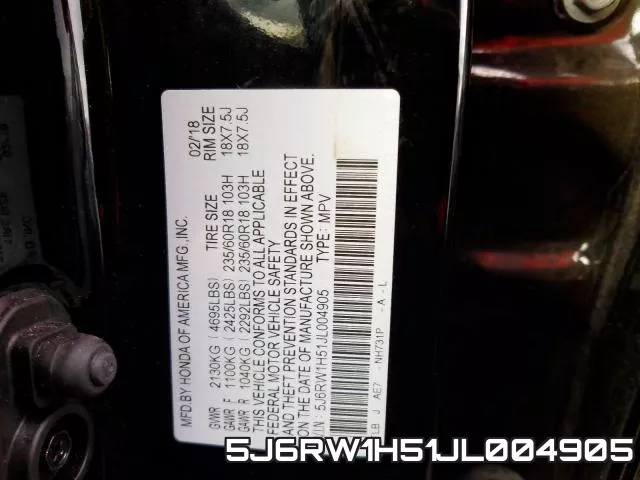 5J6RW1H51JL004905 фото 2