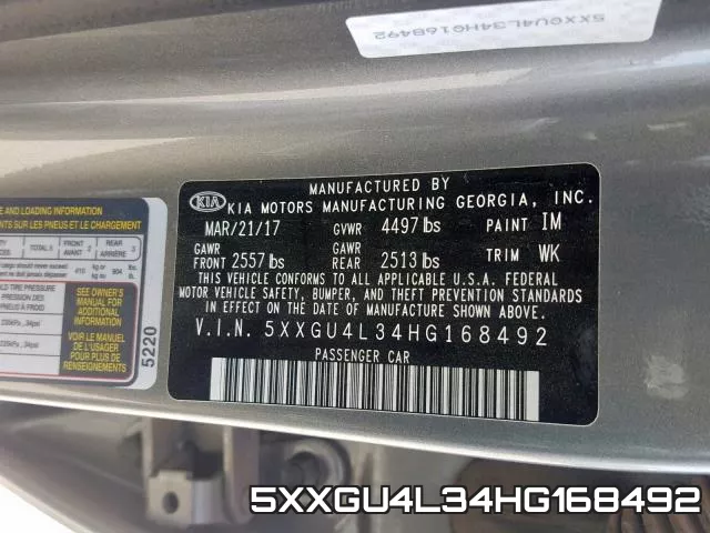 5XXGU4L34HG168492 фото 2