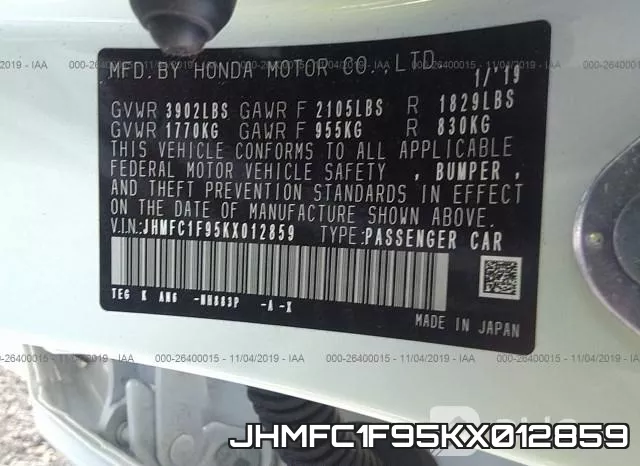 JHMFC1F95KX012859 фото 10