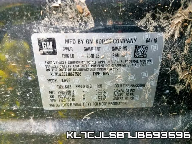 KL7CJLSB7JB693596 фото 2