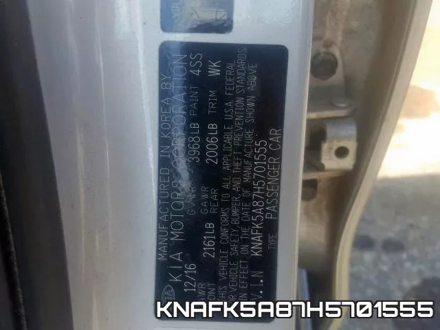 KNAFK5A87H5701555 фото 2