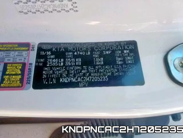 KNDPNCAC2H7205235 фото 2