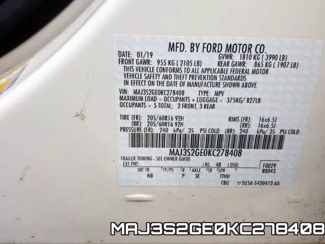 MAJ3S2GE0KC278408 фото 2
