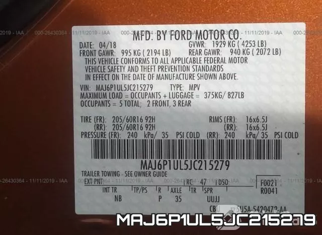 MAJ6P1UL5JC215279 фото 9