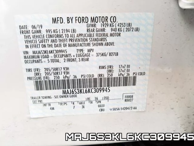 MAJ6S3KL6KC309945 фото 2