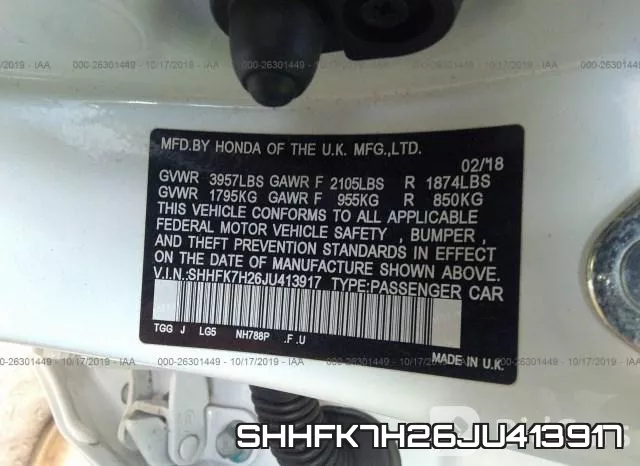 SHHFK7H26JU413917 фото 9