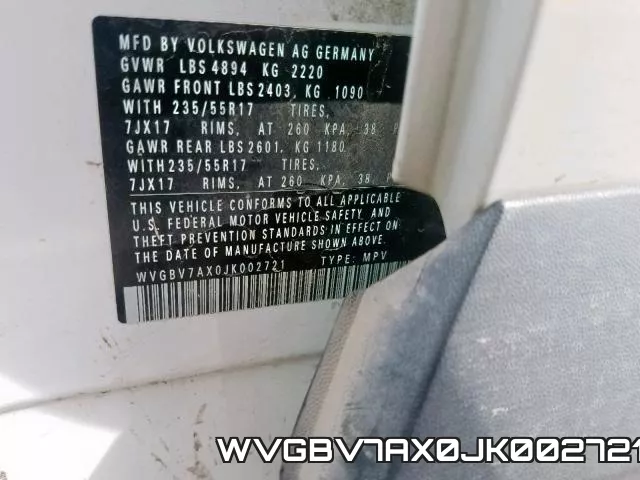 WVGBV7AX0JK002721 фото 2