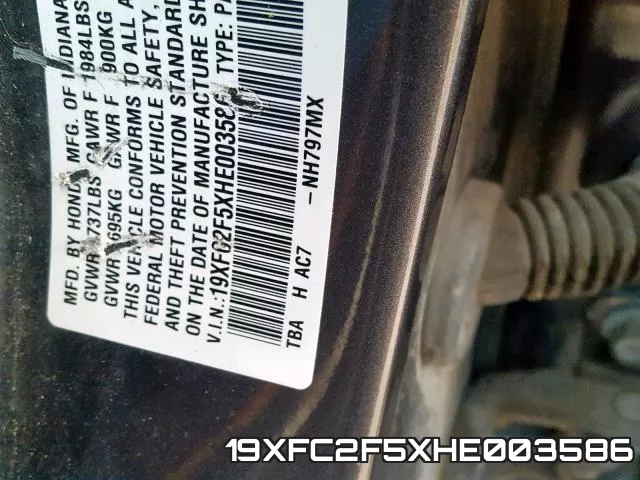 19XFC2F5XHE003586 фото 2