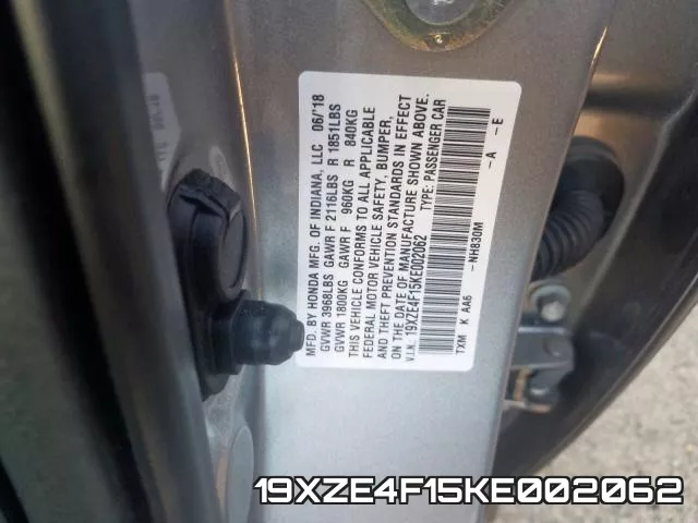 19XZE4F15KE002062 фото 2