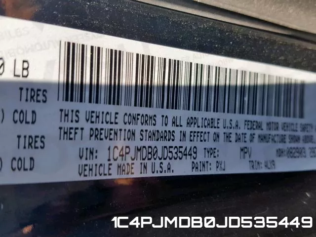 1C4PJMDB0JD535449 фото 2