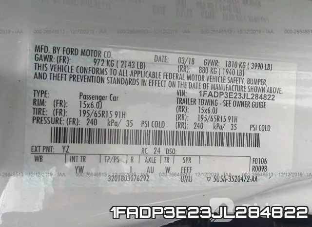1FADP3E23JL284822 фото 10