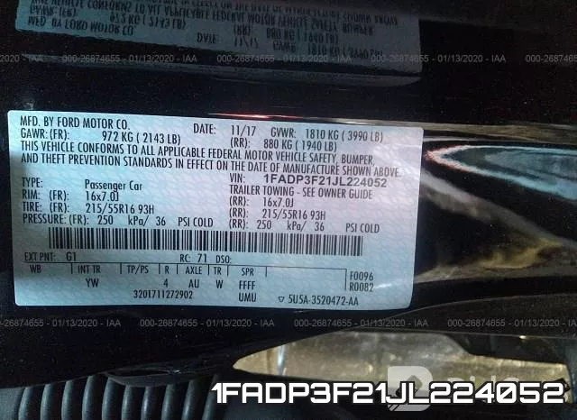 1FADP3F21JL224052 фото 10