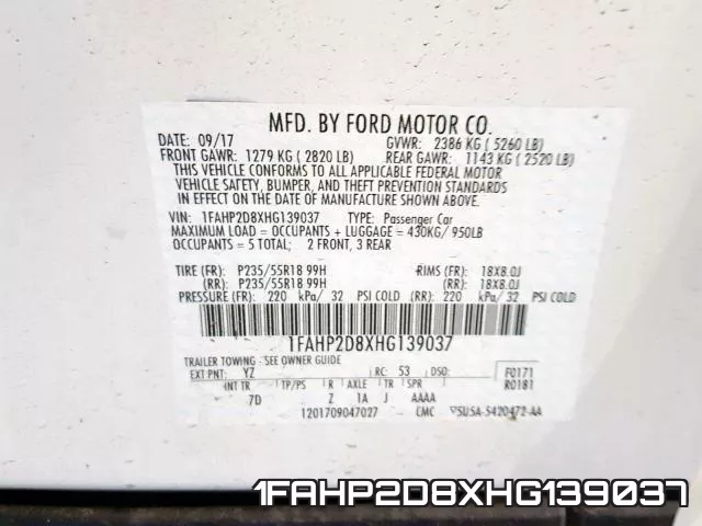 1FAHP2D8XHG139037 фото 2