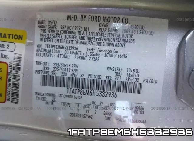 1FATP8EM6H5332936 фото 10