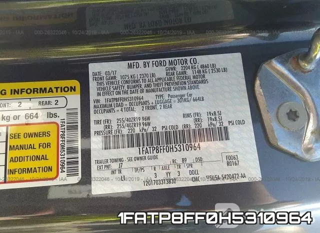1FATP8FF0H5310964 фото 9