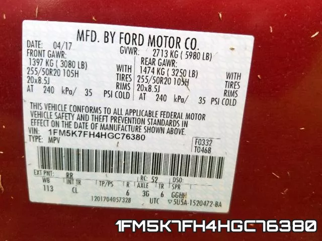 1FM5K7FH4HGC76380 фото 2