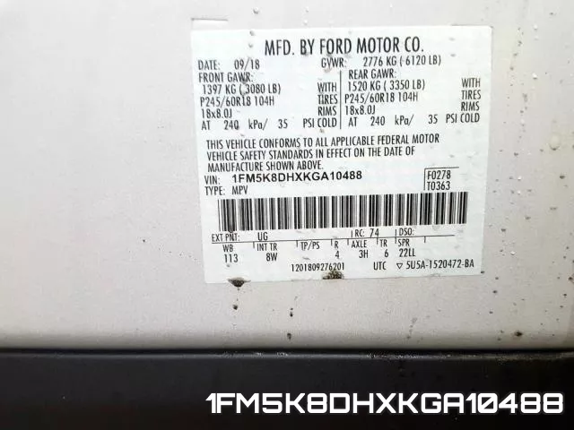 1FM5K8DHXKGA10488 фото 2