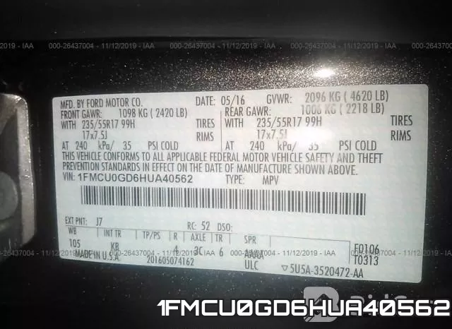 1FMCU0GD6HUA40562 фото 9