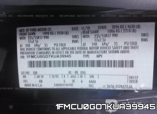 1FMCU0GD7KUA39945 фото 8