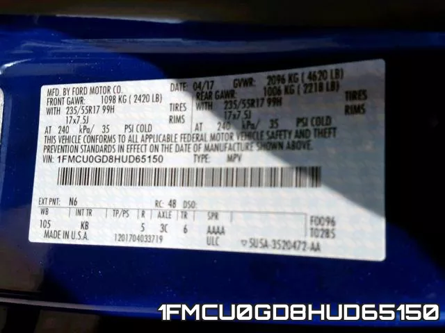 1FMCU0GD8HUD65150 фото 2