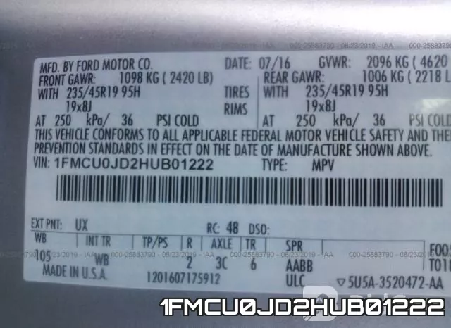 1FMCU0JD2HUB01222 фото 8