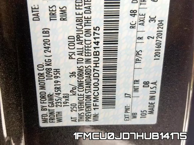 1FMCU0JD7HUB14175 фото 2