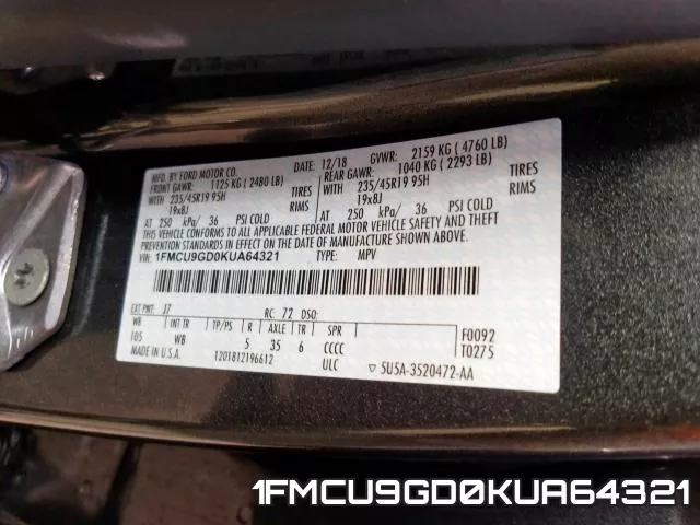 1FMCU9GD0KUA64321 фото 2
